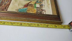 Cityscape Seascape Signed Scene Oil Ceramic Art Tile Triptych 3 Artists Vtg
