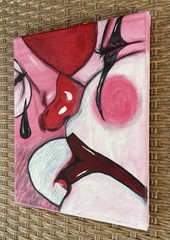 Original Art- Clown Kiss- Acrylic Painting On Canvas- 8×10 Artist Signed