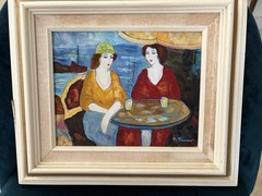 T. FOURNIER IMPRESSIONIST PORTRAIT OIL PAINTING WOMAN 15”x13” Framed