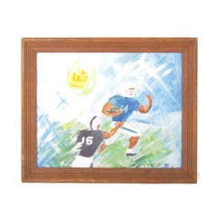 Vintage Signed 60’s Sports Football Game Sports Framed Painting