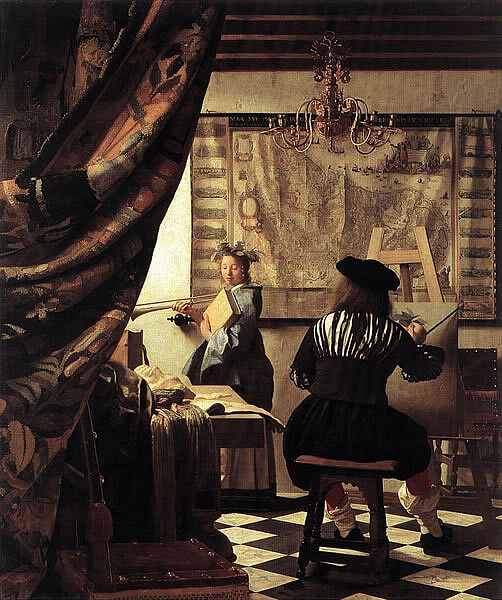 100%Handmade oil painting reproduction, The Art of Painting by Jan Vermeer JV015
