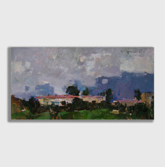 Oil painting Hills Ukrainian painter Canvas Decor Unframed original landscape