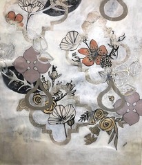 Charming Original KARI TAYLOR Painting ABSTRACT FLOWER DESIGN Hand Signed COA
