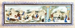 VINTAGE PERSIAN MINIATURE PAINTING ON BONE SET IN A KHATAM – FARI FRAME