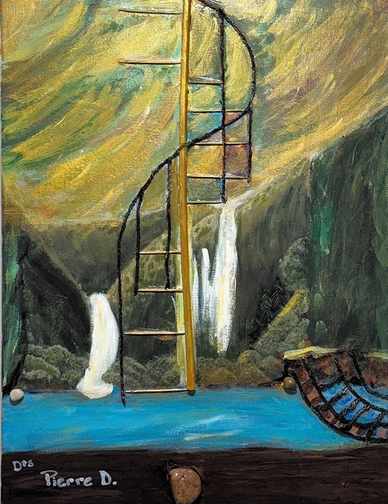 The Stairway of Faith– Jacob’s Ladder, Impressionism Original 20×16 Mixed Media