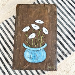 Original Painting Of Flowers In Pot By Flavia Marie Weedn 1929-2015 Signed