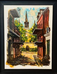 JAMES MCCAFFERY NEW ORLEANS ORIGINAL OIL BOARD LANDSCAPE PAINTING 1971 OFAK TAKE