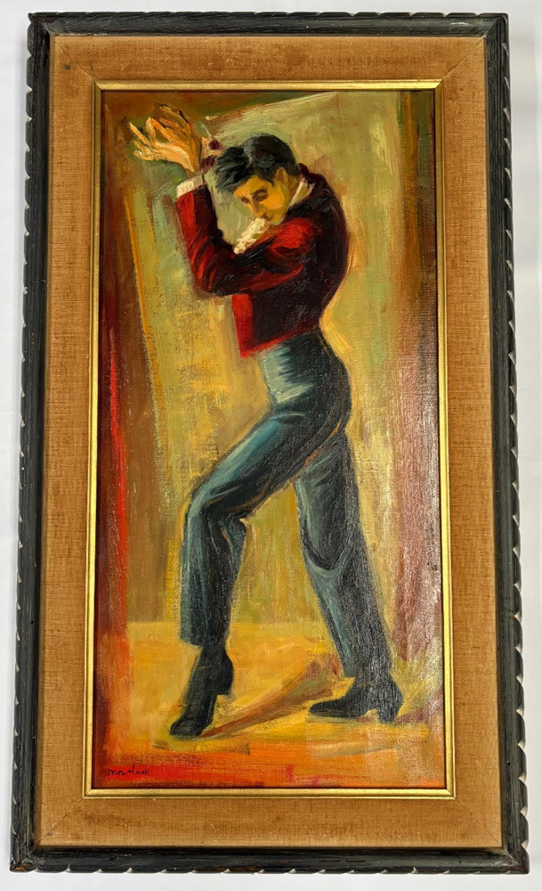 EDITH MONTLACK ORIGINAL SIGNED OIL PAINTING MALE FLAMENCO DANCER 29 x 17