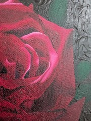 Midnight rose oil painting original artwork canvas dark oval religious textured