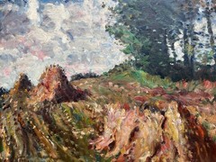 Impressionist Mogens Vantore 1895 – 1975 Summer Landscape With Heuhocken Oil