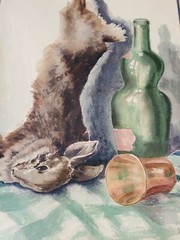 OOAK VTG Signed Watercolor-D.P. Nelson-26 x 19.5in-1 of 3 Known Works-Read Desc.