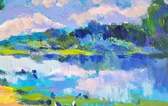 Oil painting Beach Ukrainian painter canvas Unframed original Decor landscape