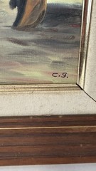 Vintage 1960s Spanish Matador Bullfighter Oil Painting Signed C.G. Framed MCM