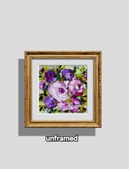 original oil painting Rose Purple Pink Flowers Impasto Floral small art 6*6 inch