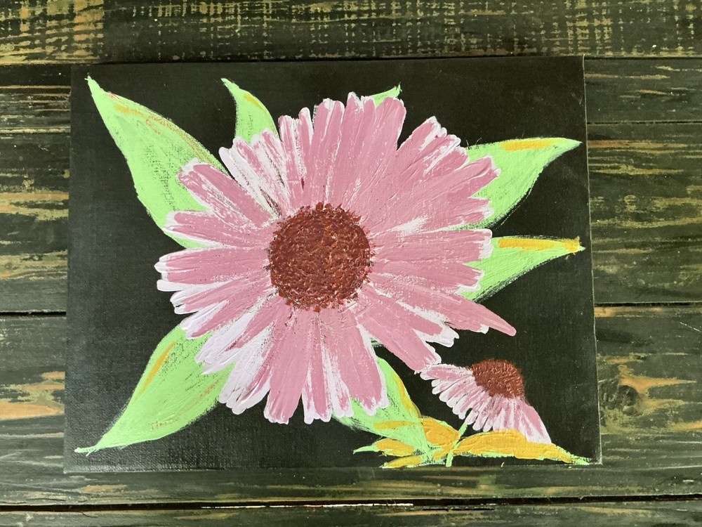 Extreme Echinacea (textured acrylic on Canvas OOAK