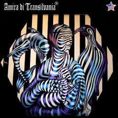 lady with hermine optical pop art modern painting contemporary artist animals