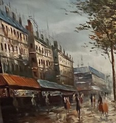 Hand Painted Signed Impasto Paris Cityscape Oil Painting 30×20 Canvas No Frame
