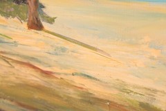 Vintage Caribbean Palm Trees Landscape Oil Painting Signed Barnes