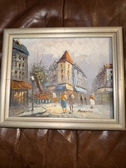 Caroline Burnett Paris Scene Oil Painting Framed Signed 8×10