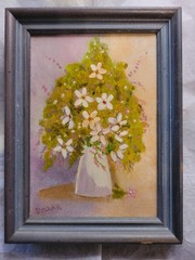 **SALE**Vintage Framed Oil Hand Painting on Canvas Vase Of Flowers 6×8