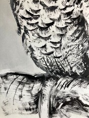 Original monotype print / owl / printmaking / signed print / 20″x15″