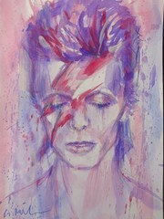 GERRY MILLER ARTWORK. „Bowie“. Watercolour picture on paper. 24 x 32 cm.