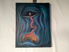 Original Acrylic Painting Mermaid Beach House Seaside Coastal Wall Art
