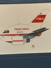 Vintage TWA Trans World Airlines 767 by Hurley Signed & Matted 1993 Art Print
