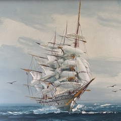 Hewitt Jackson Original Oil Painting Clipper Ship At Sea Signed Framed