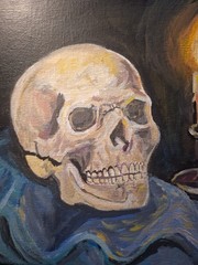 Original Impressionist 8×10 Skull Acrylic Canvas Signed Warm Earth Wall Art