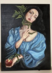 “Blooming Sin” Acrylic, varnish / canvas 18×24 inches / 2025