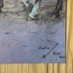 American Western Ranch Scene Painting Charlie Dye Vintage 1960 Litho Print #2700