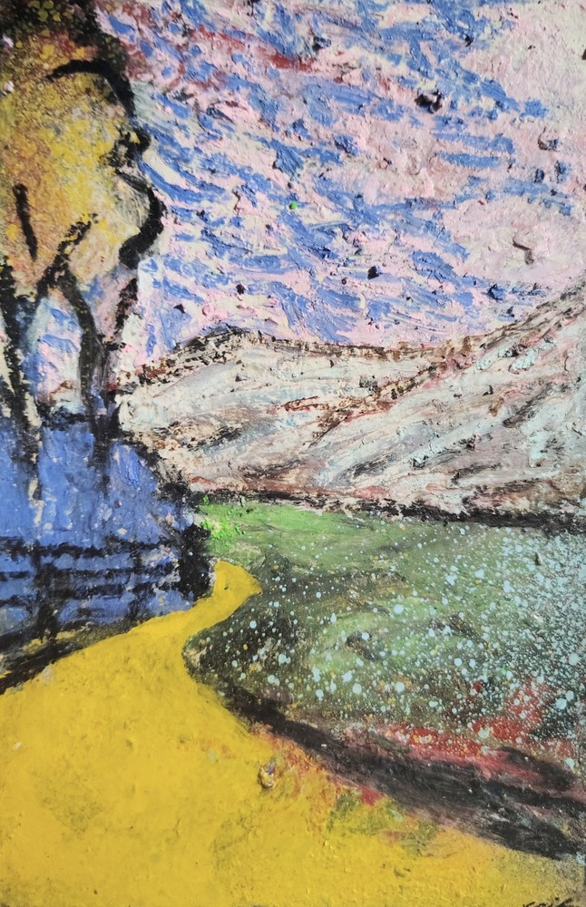 6 inch x 4 inch – Landscape Scene – Mixed Media Mini Painting by A. Avila
