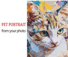 Portrait Cat Oil Original Art of Your Pet, Oil Painting Custom From Photo