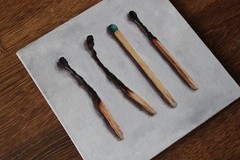Original Oil Painting of Four Matches, Small Still Life Kitchen Art 6×6 inch