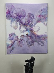 Lg 3pc set. Two 16×20 & One 20×24, Resin Coated Durch Pour Titled, Tranquility.