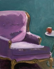 Nancy Volpe Oil Painting Still Life Purple Chair Living Room Original