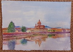 Original watercolour painting. Florence, Italy