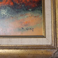 Vintage Max Karp Signed Original Enamel on Copper Painting Impressionist