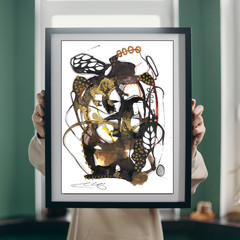 Alcohol Inian acrylic ink drawings recycled watercolor paper leaves Fall season