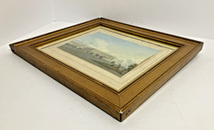 Antique 12×14 Chateau VERSAILLES handcolored lithograph Gold Gesso Frame Signed