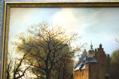 R. Jacobi Snowy Winter Scene Oil Painting 20th Century Vtg Signed Framed Holland