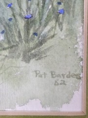Vintage Original Signed Patricia Bardes Watercolor Painting 13.75×10.75 Framed