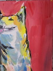 Original Abstract Dog Painting Canvas Neo Expressionist Fine Art Decor 11×14