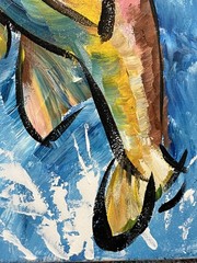 Original 11×14 Rainbow Trout Fish Painting Colorful Fishing Cabin Lodge Decor