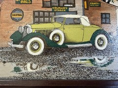 H. Hargrove „General Store” w/ Vintage Car Serigraph Oil Painting Signed Framed