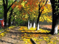 Festive Autumn Path II Original Oil Painting 6×4 Everyday Light Series NO FRAME