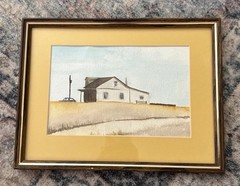 Watercolour Farmhouse Prairie Painting – Original Signed Mark H 1988
