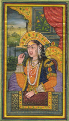 Miniature Portrait Painting Of Mughal Queen Mumtaz Mahal On Paper 3.75X5″