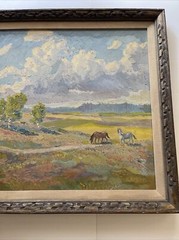 KALLE EKLUND ANTIQUE LANDSCAPE PAINTING IMPRESSIONISM WILD HORSES SANDZEN STYLE